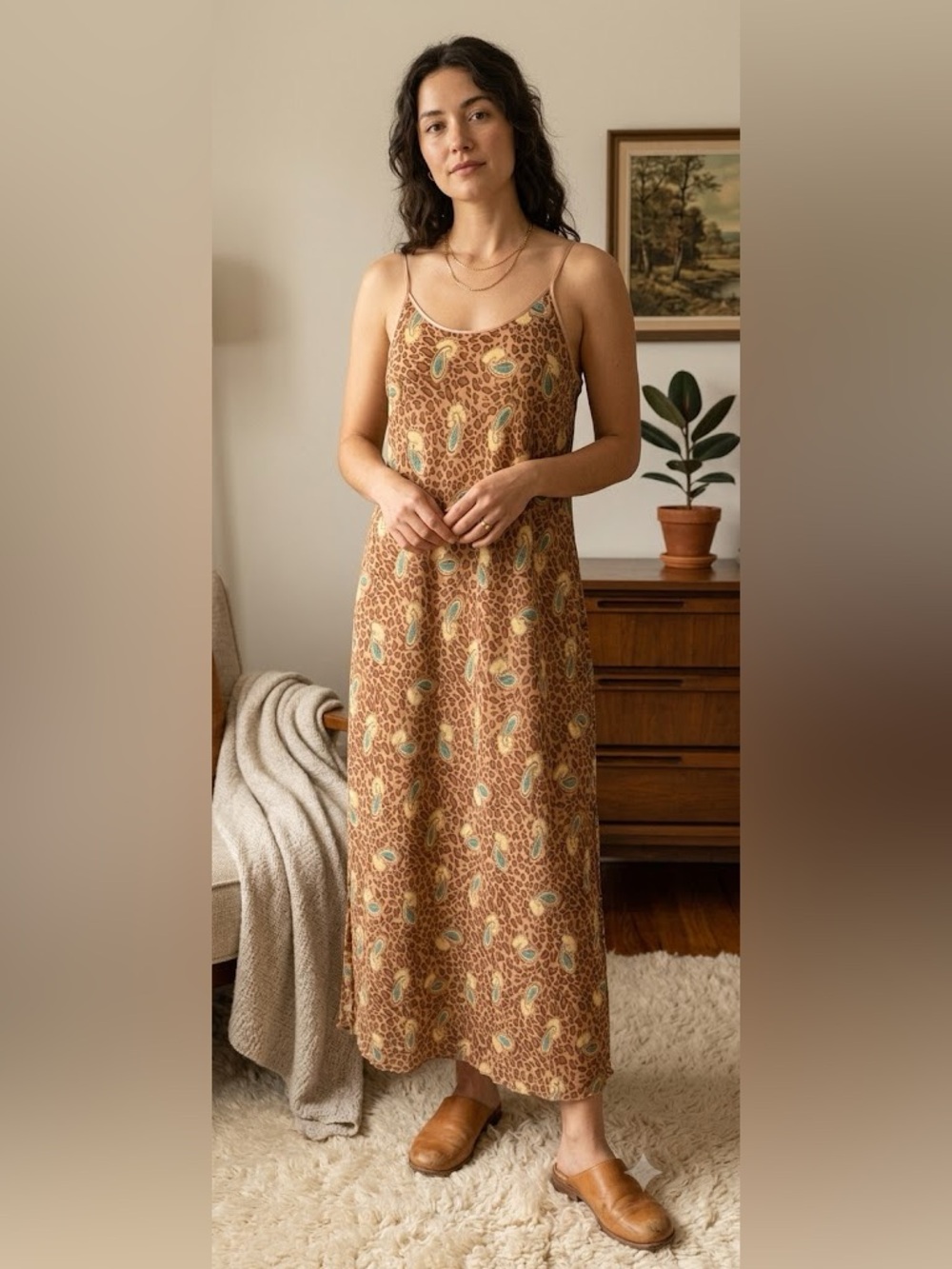 Cabernet Night Gown Sleepwear Brown animal print paisley M